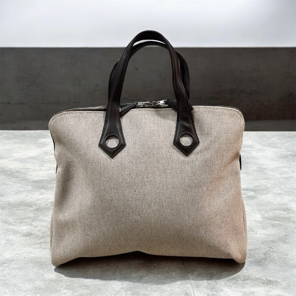 Hermes Handbags - Hermes Tan and Black Satchel